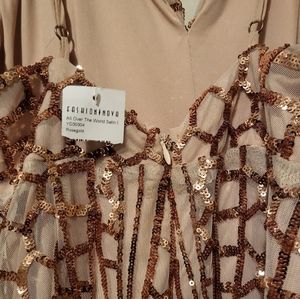 Fashion Nova rose gold sequin dress sz M